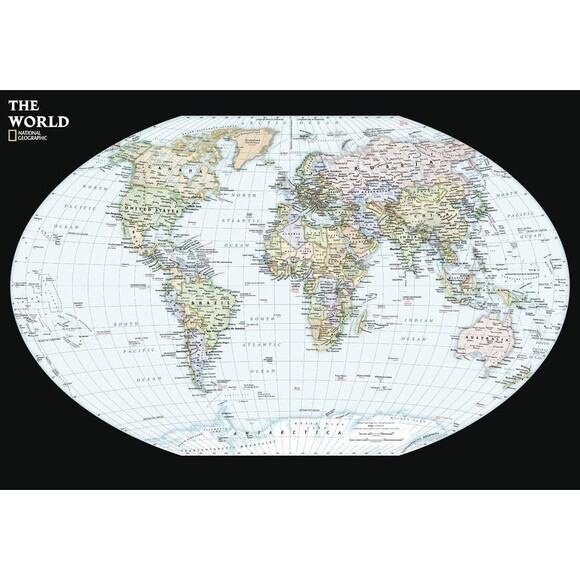 National Geographic World Contemporary Wall Map Compact 23.25 x 16 in Art Print - Picture 1 of 6